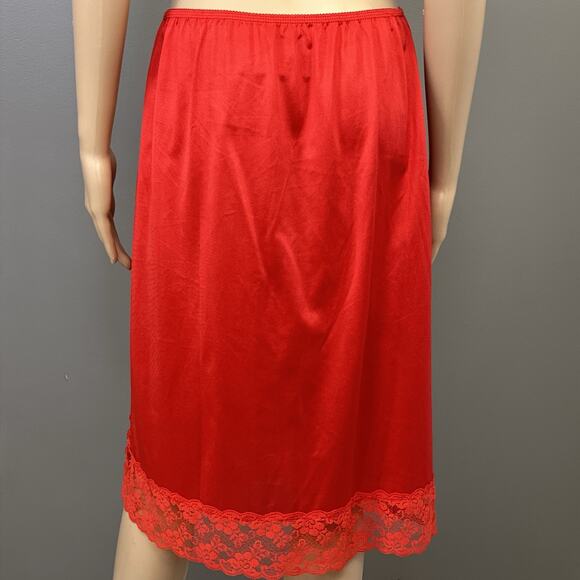 Vintage Perfectform Half Slip Plus Size X Waist 32/34 Red Wide Lace Nylon Sheer - Picture 6 of 8